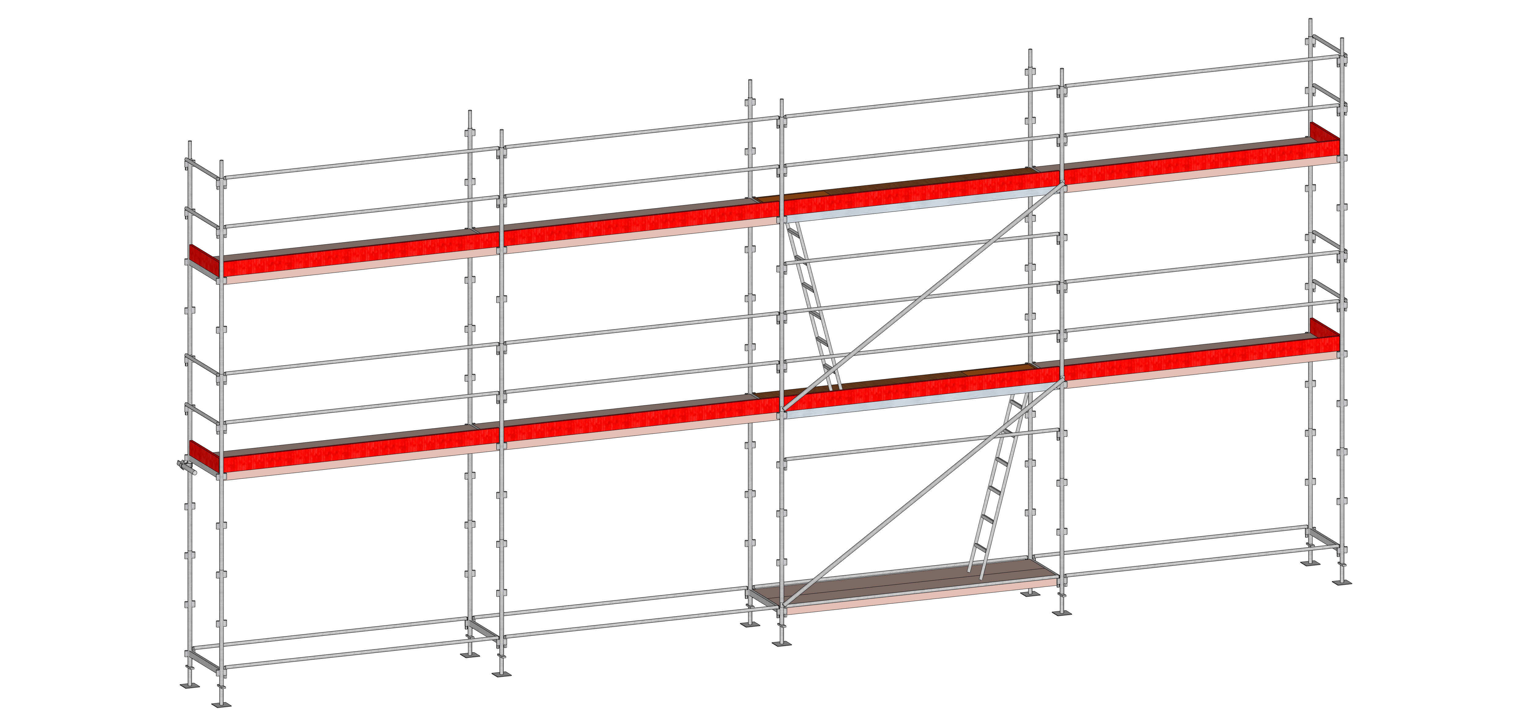 Echafaudage ALTRAD Facadier AERIS 78 m²-Structure longueur 13 m x hauteur de travail 6 m avec planchers- L45P078LIP