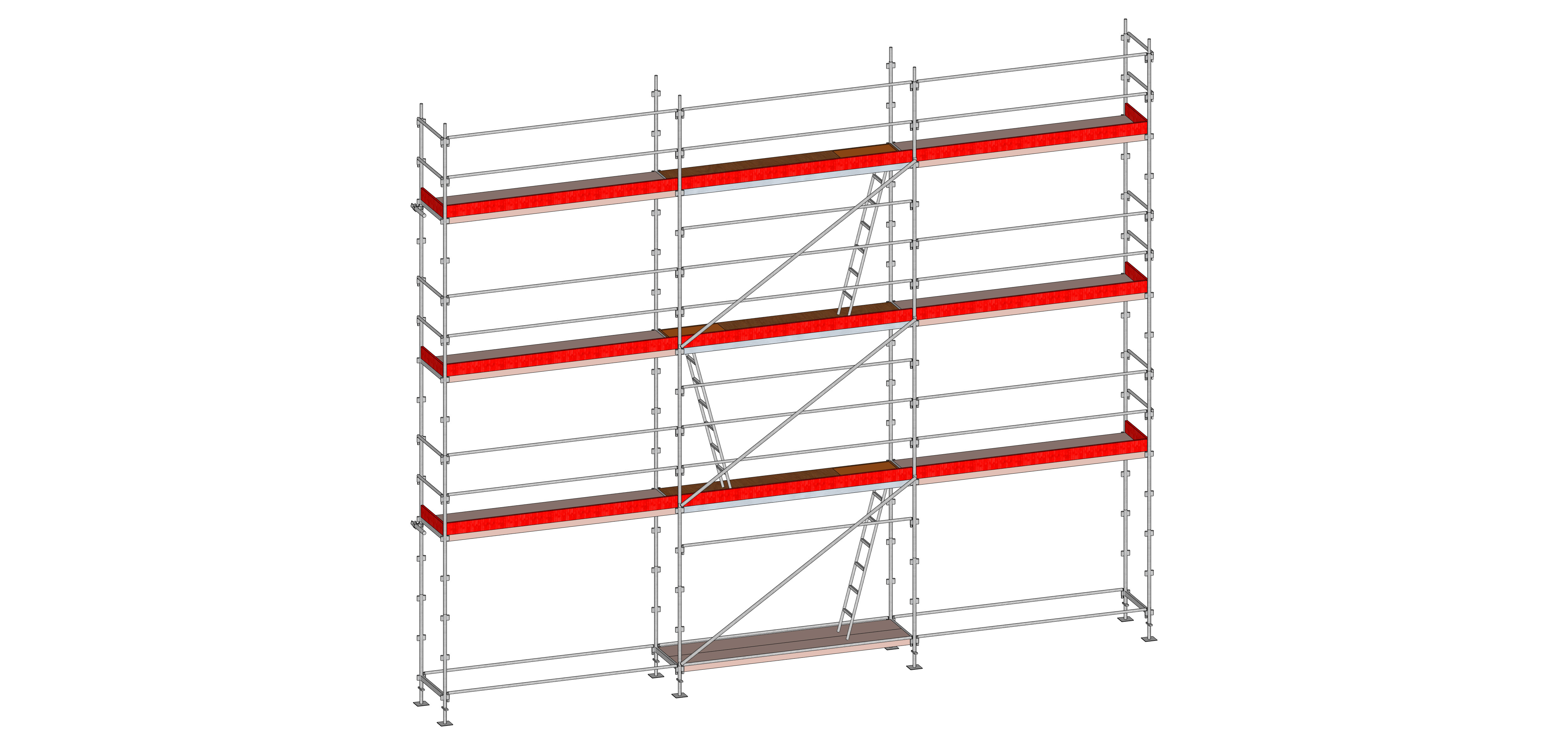 Echafaudage ALTRAD Facadier AERIS 80 m²-Structure longueur 10 m x hauteur de travail 8 m avec planchers- L45P080LIP