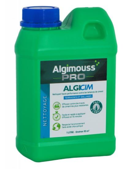 ALGICIM - 1 LITRE - Nettoyant voiles de ciment pour dallages et carrelages ALGIMOUSS - 006001