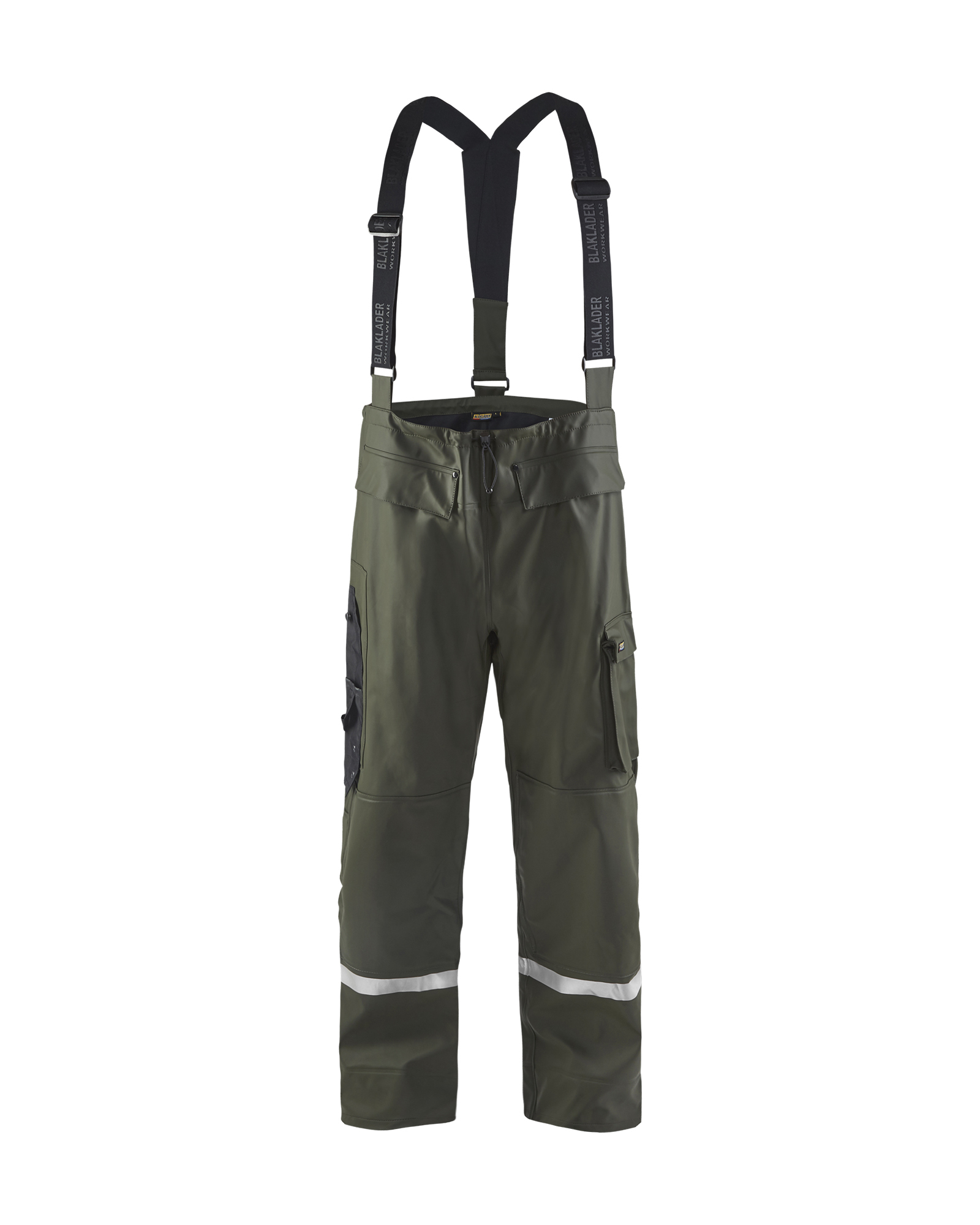 Pantalon de pluie à bretelles haute-visibilité niveau 2 Blåkläder 1302 Vert armée Blaklader - 130220034600