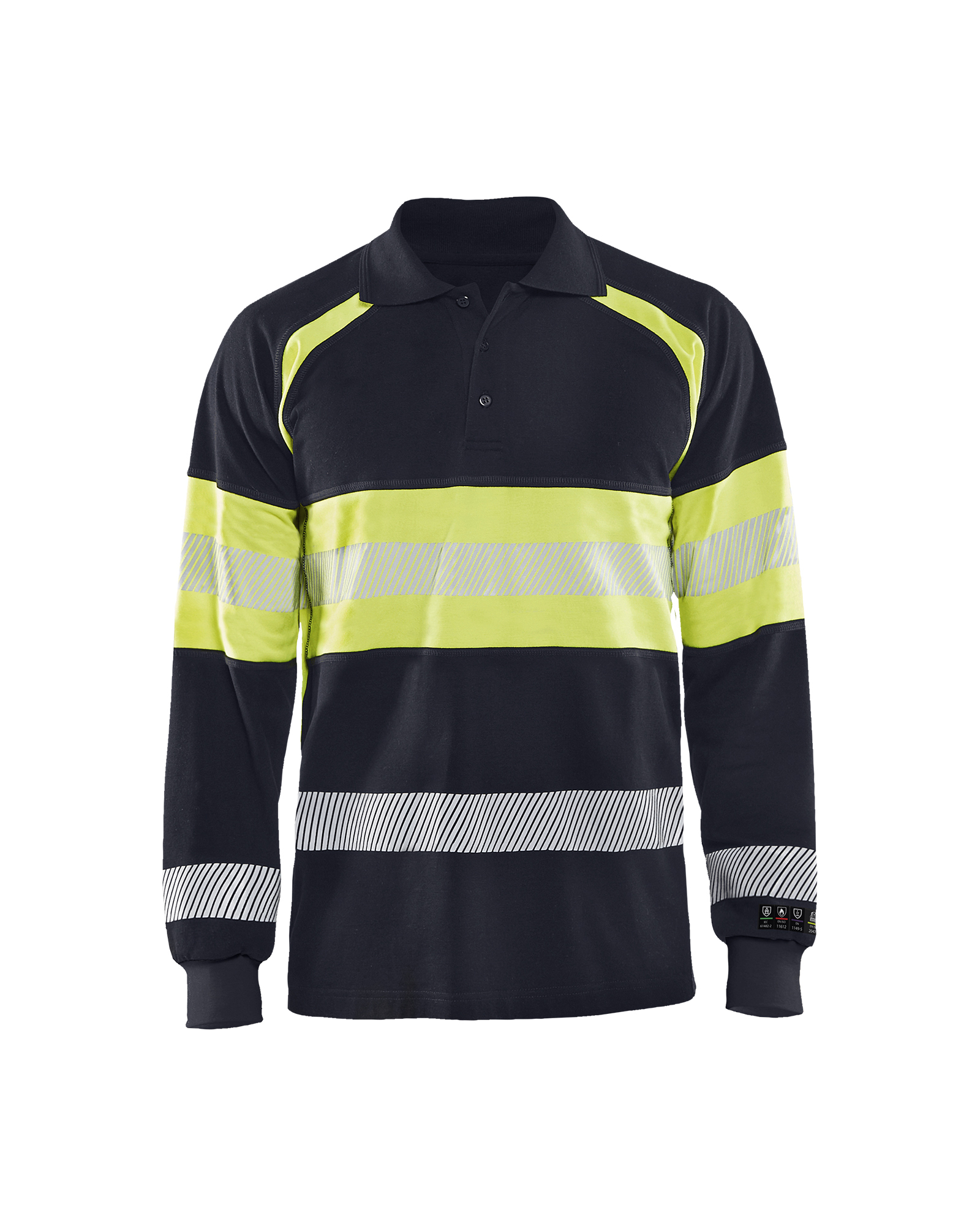 Polo piqué manches longues multinormes inhérent Blåkläder 3438 Marine/Jaune fluo Blaklader - 343817268933