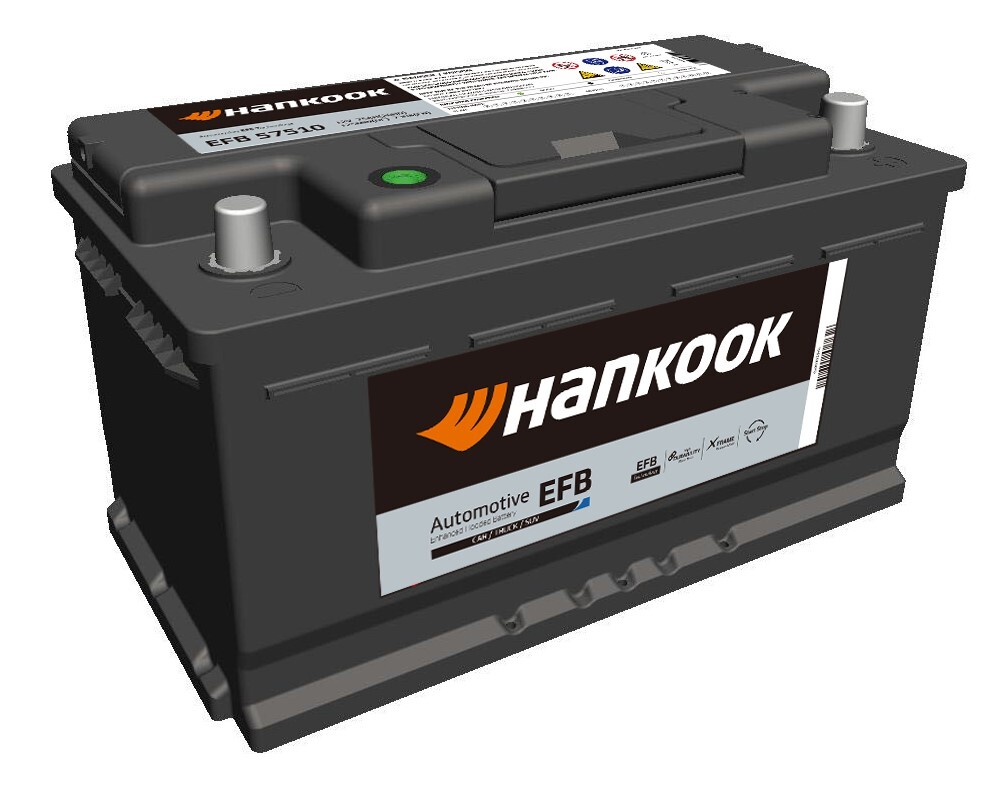 BATTERIE 12V 75Ah 730A 315X174X175 - HANKOOK - EFB 57530