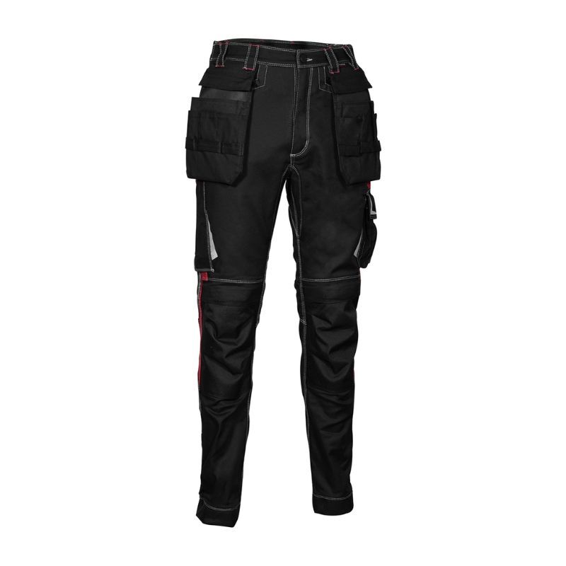 Pantalon Multipoche GONDOMAR noir/rouge - Jambes longues - COFRA - V486-0-05