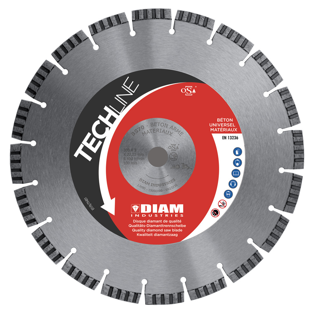 DISQUE DIAMANT Diam.450/25.4 BETON - UNIVERSEL MATERIAUX DIAM INDUSTRIE - BS70450/25