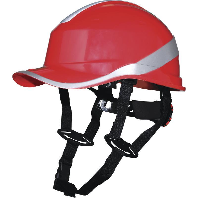 Casque de chantier ROUGE DIAMOND V UP forme casquette baseball serrage rotor DELTA PLUS - D020DIAM5UPROFL