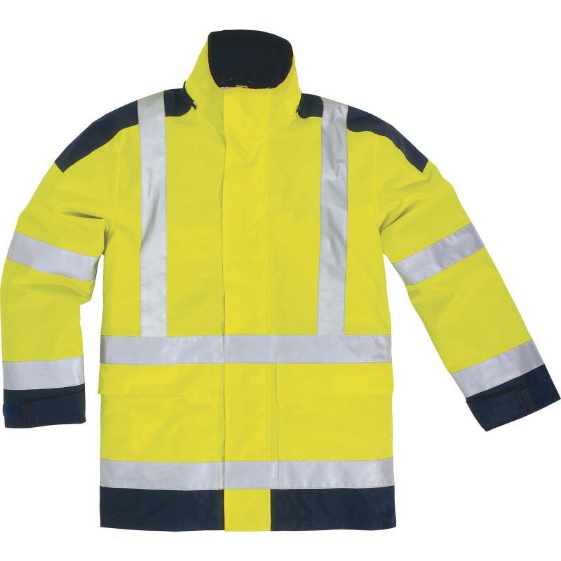 PARKA DELTA PLUS HAUTE VISIBILITÉ POLYESTER ENDUIT PU JAUNE FLUO/BLEU MARINE PANOPLY- EASYVIEW - EASYVJM