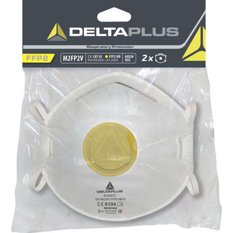 KIT DE 2 DEMI-MASQUES FFP2 A VALVE DELTA PLUS-M2FP2V