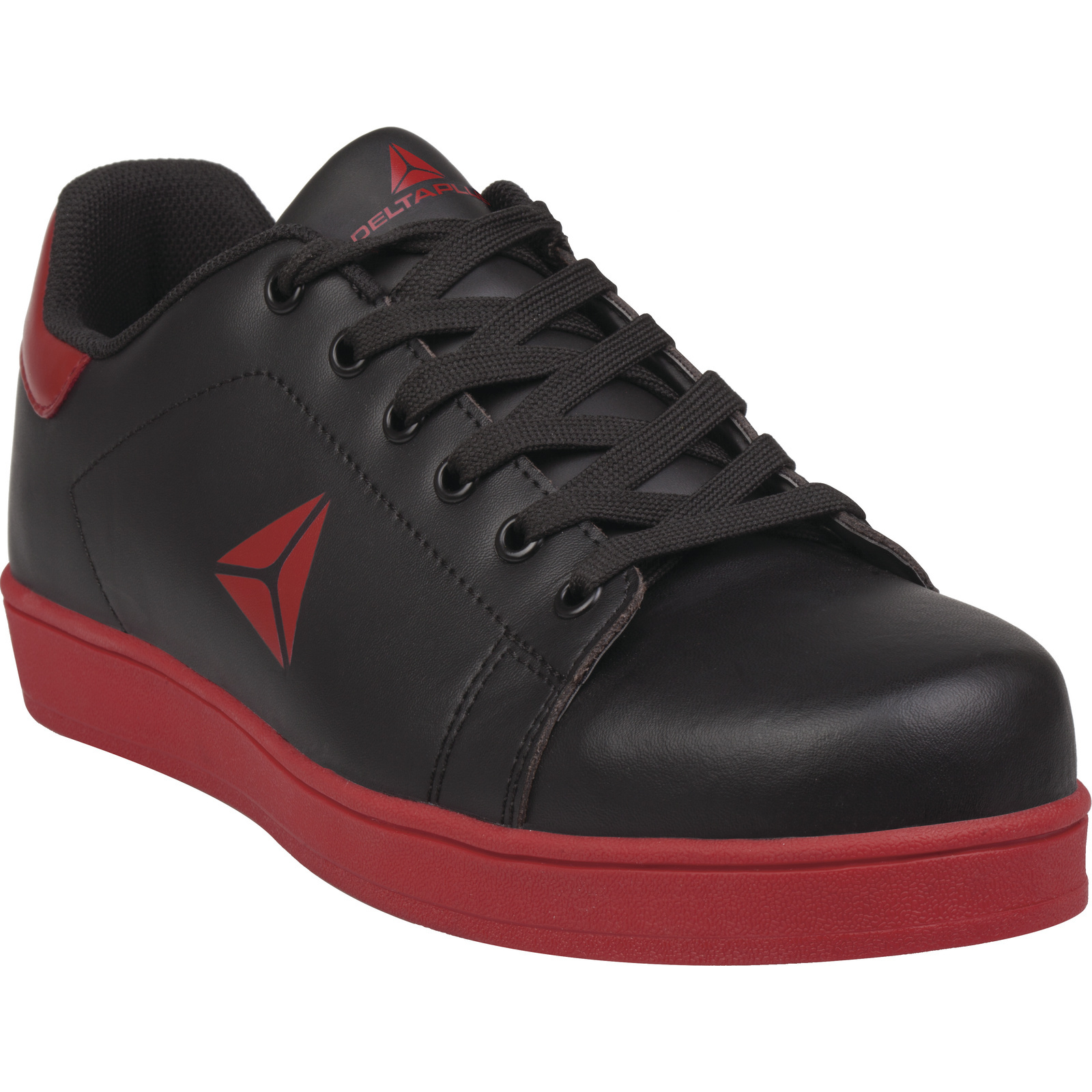 CHAUSSURES BASSES CUIR DE SECURITE DELTA PLUS SMASH NOIR ET ROUGE S1P HRO SRC -SMASLSPNO