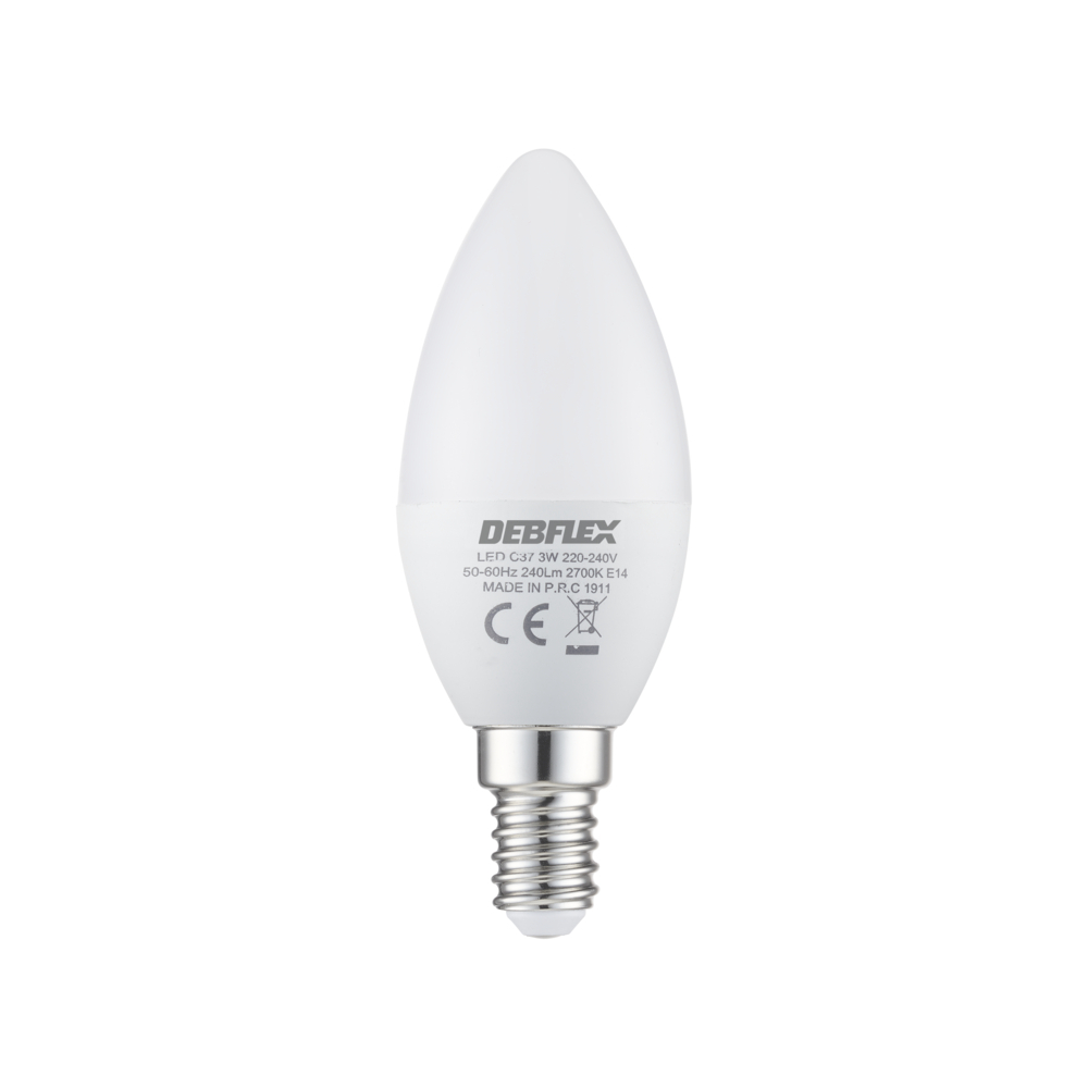 AMPOULE C37 SMD VERRE BLANC E14 3W 2700K 240LM - DEBFLEX - 600430