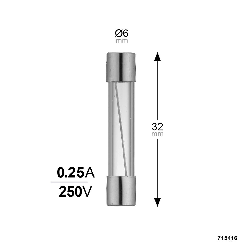 FUSIBLE VERRE FUSION RAPIDE 6X32 0,25A 250V SACHET DE 2 - DEBFLEX - 715416