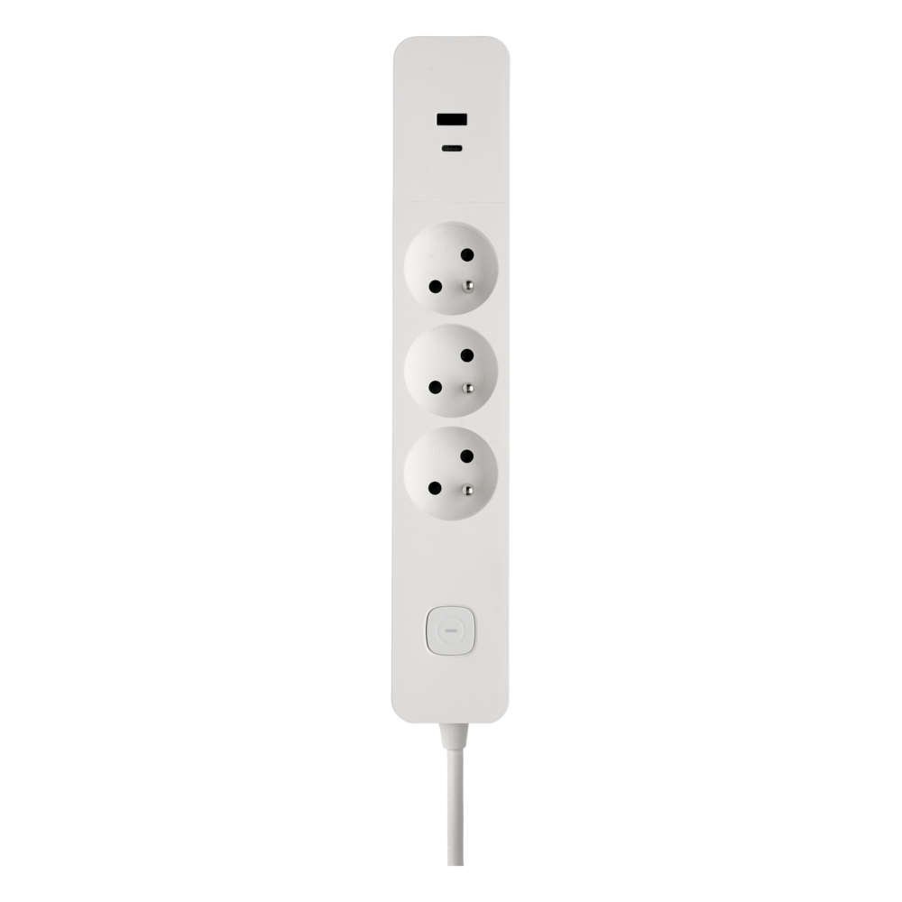 BLOC 3 PRISES 2P+T 16A AVEC INTERRUPTEUR + 2 USB A+C 3,4A 1,49M BLANC - DEBFLEX - 716221