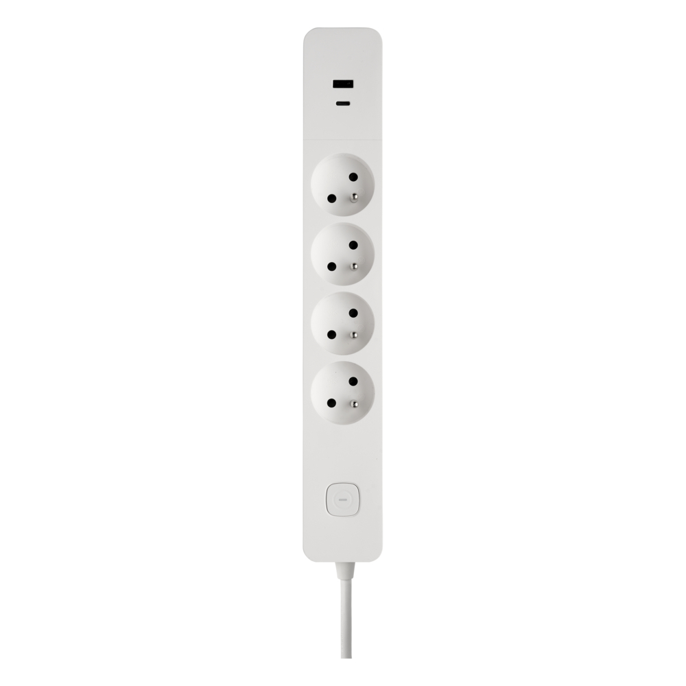 BLOC PARAFOUDRE 4 PRISES 2P+T AVEC INTER + 2USB A+C 3,4A 1,49M BLANC - DEBFLEX - 716223