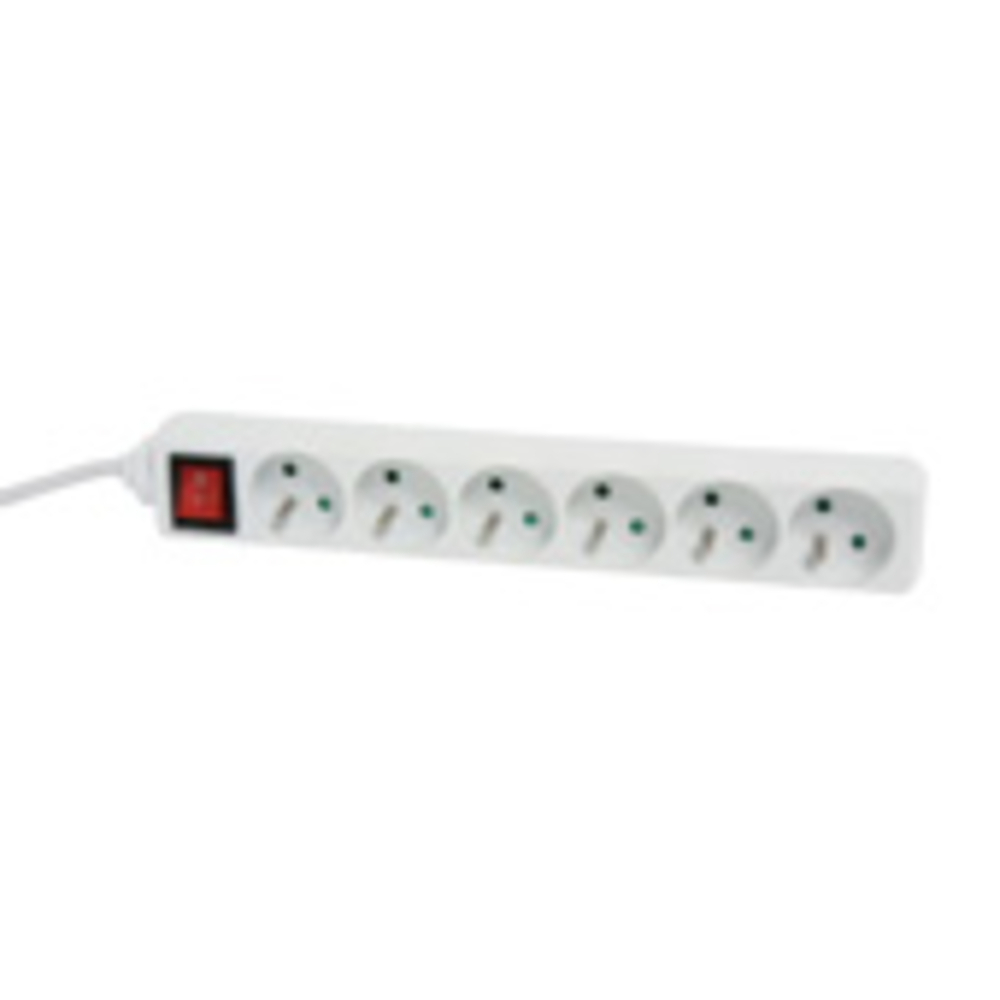 BLOC 6 PRISES 2P+T 16A AVEC INTERRUPTEUR 1M50 BLANC - DEBFLEX - 716960