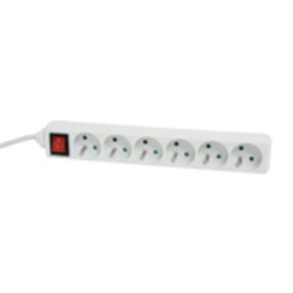 BLOC 6 PRISES 2P+T 16A AVEC INTERRUPTEUR 1M BLANC - DEBFLEX - 716963