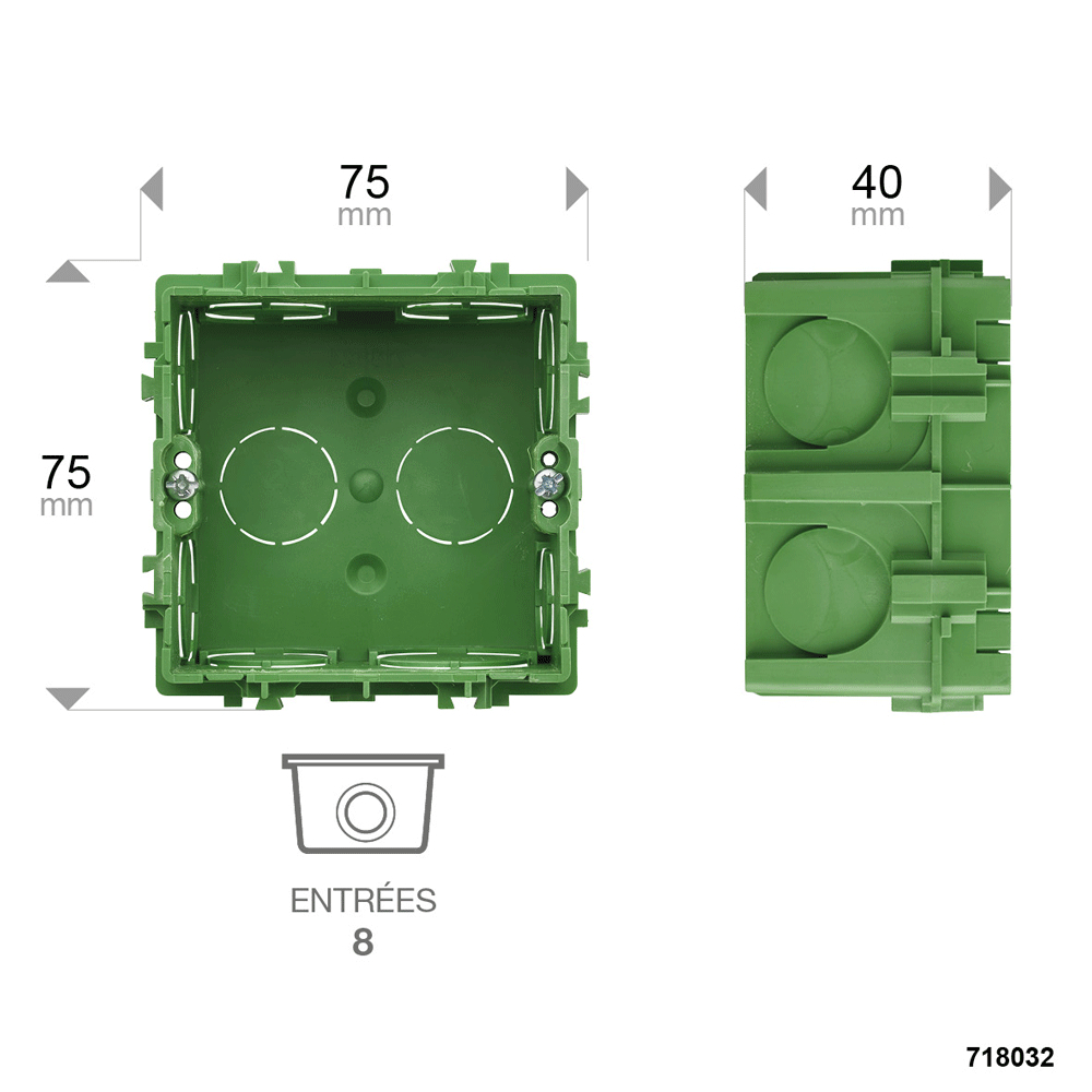 BOITE D'ENCASTREMENT MAÇONNERIE 1 POSTE 75X75/P40 - DEBFLEX - 718032