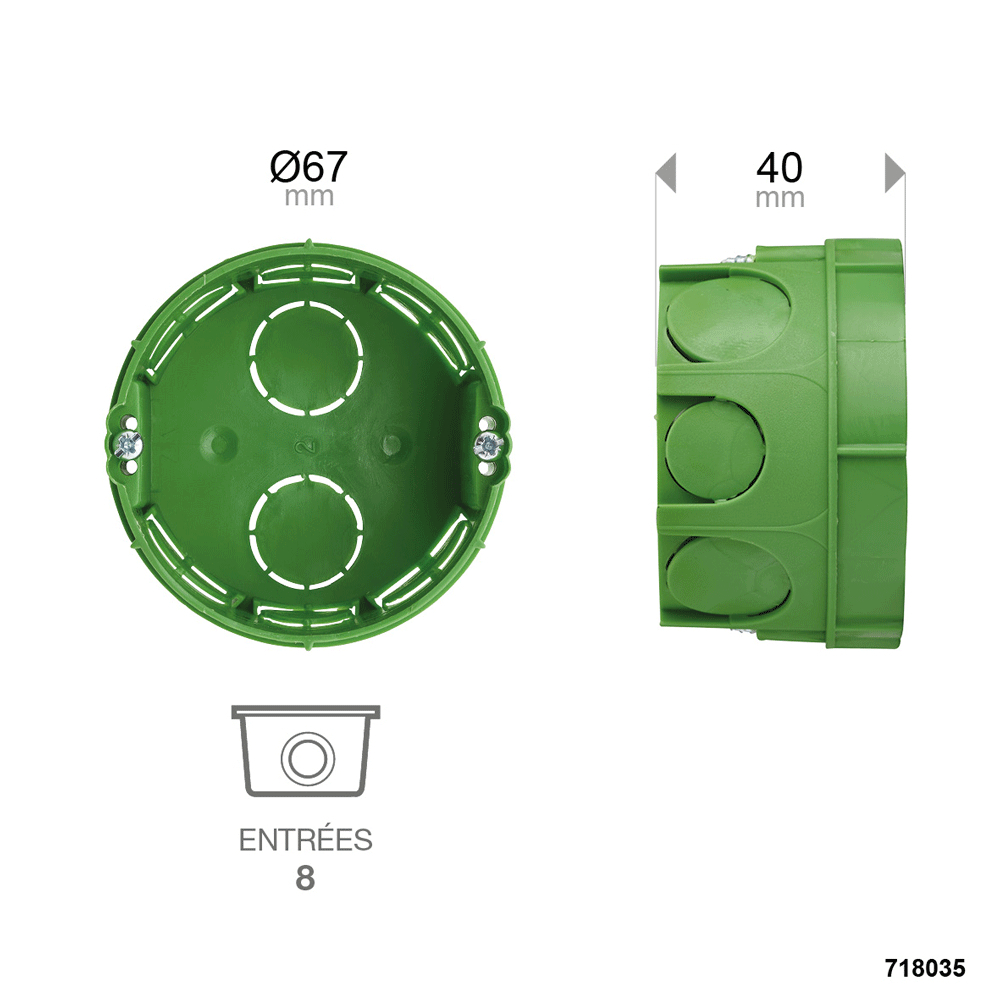 BOITE D'ENCASTREMENT MAÇONNERIE 1 POSTE Ø67/P40 - DEBFLEX - 718035