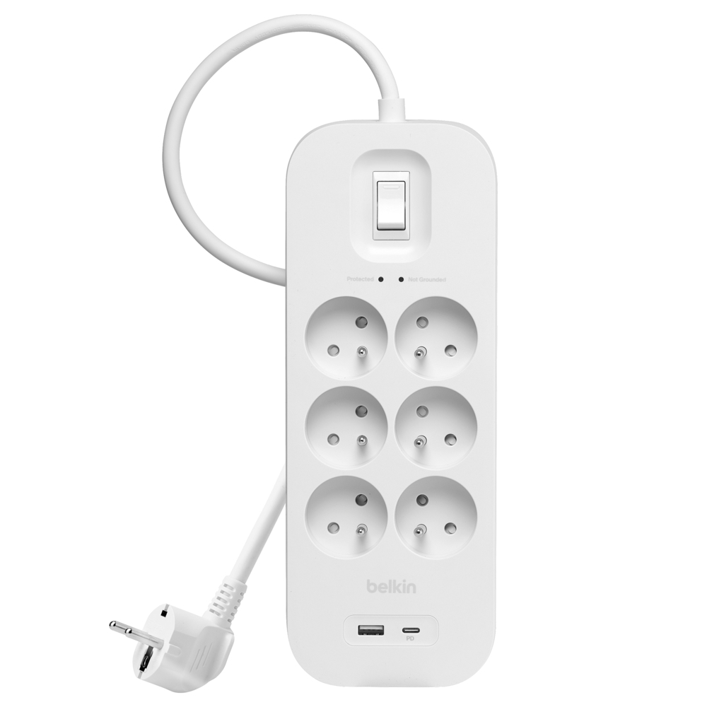 BLOC PARAFOUDRE 6 PRISES + USB TYPE A & C - DEBFLEX - 722504