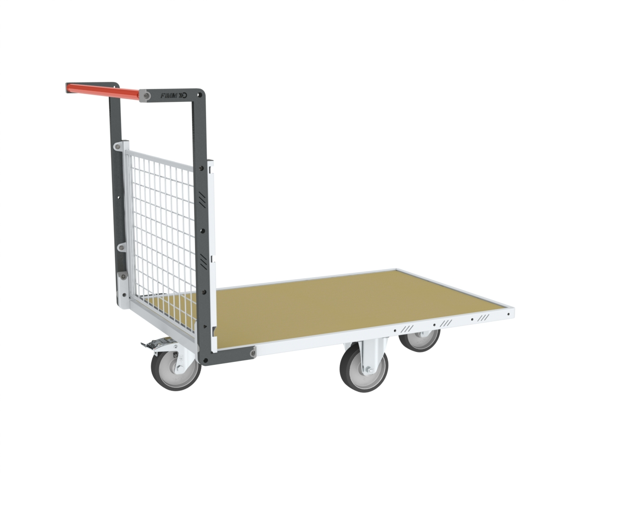 Chariot modulaire grillagé 1 dossier, plateau bois 1200x800 mm, roues losange 500 kg - FIMM - 806724741