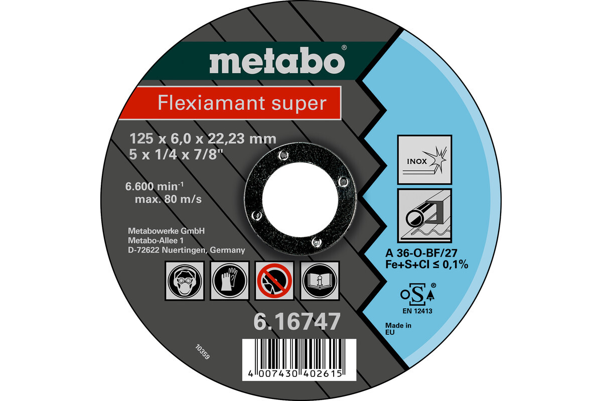 Flexiamant super 125 x 6,0 x 22,23 inox, SF 27 - METABO - 616747000