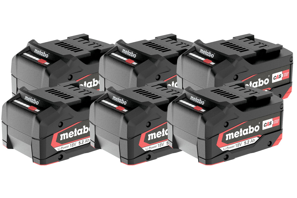 Set de 6 x batteries Li-Power 18 V - 5.2 Ah - METABO - 625152000