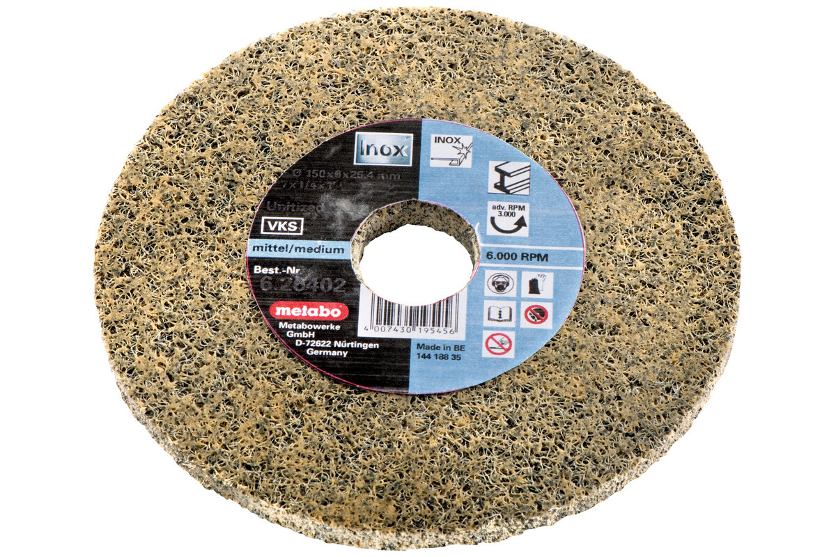 Meule abrasive compacte en fibres « Unitized », moyenne, 125 x 6 x 22,23 mm, pour meuleuse d'angle - METABO - 626483000