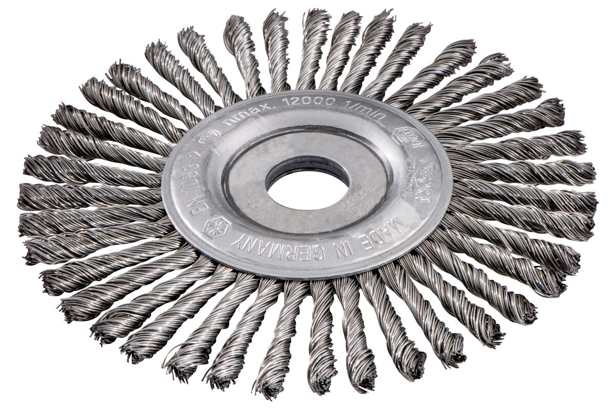 Brosse ronde 150x0,5x6 /22,23 mm, acier, torsadé - METABO - 626816000