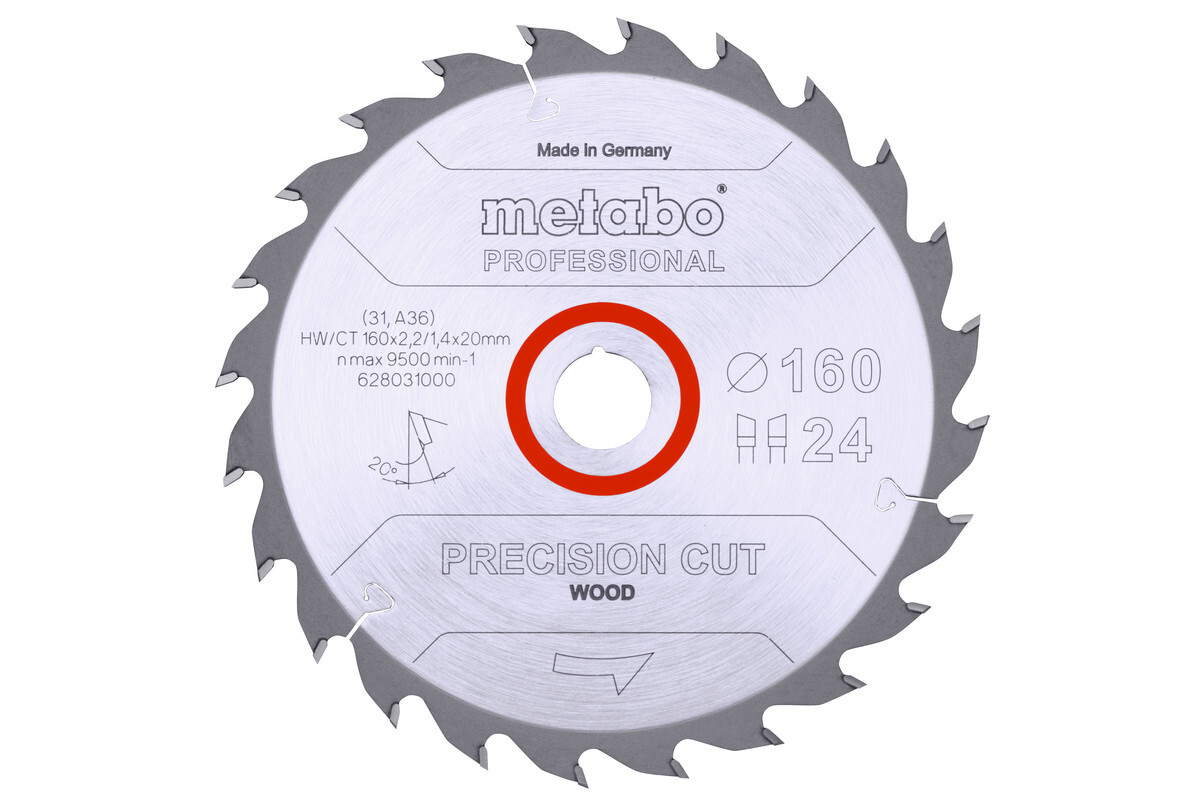 Lame de scie « precision cut wood - professional », 160x20, Z24 WZ 20° - METABO - 628031000