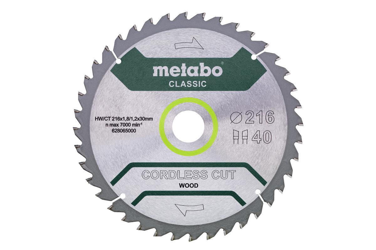 Lame de scie « cordless cut wood - classic », 216x30 Z40 WZ 5° - METABO - 628065000