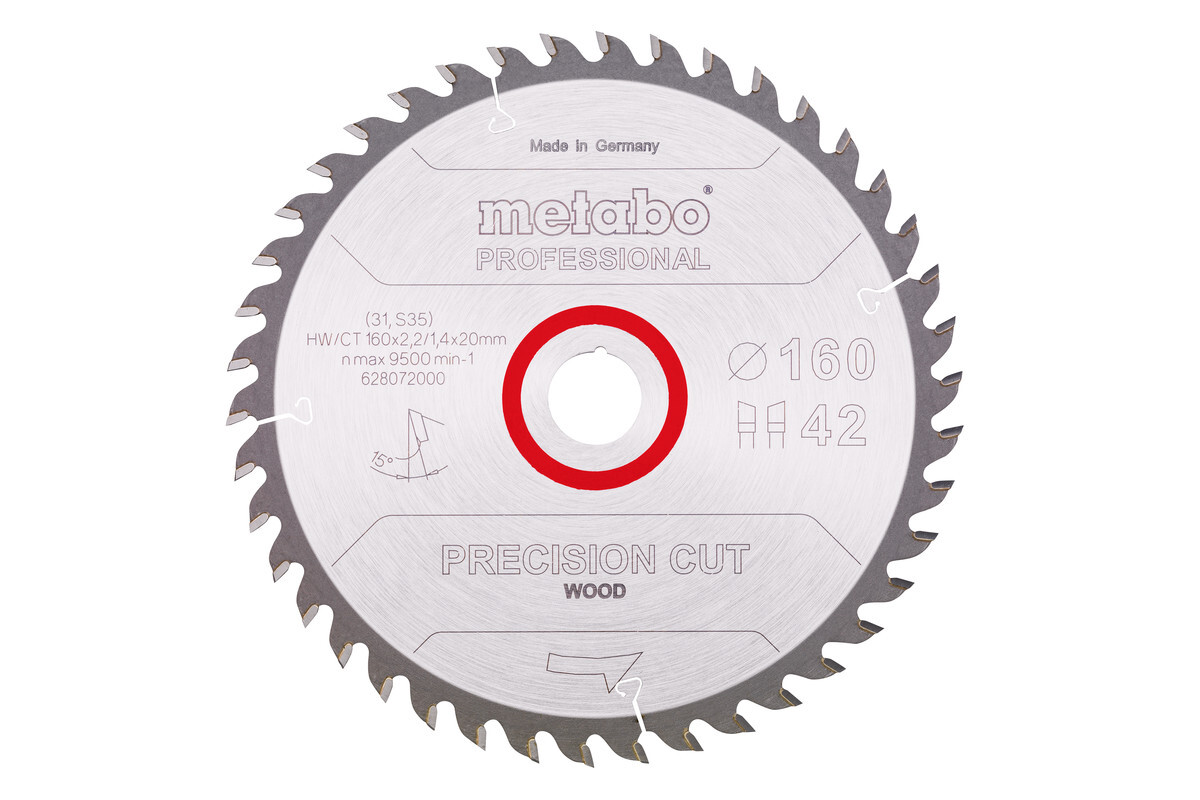 Lame de scie « precision cut wood - professional », 160x20, Z42 WZ 15° - METABO - 628072000