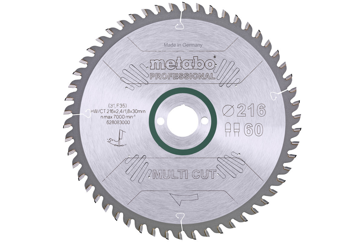 Lame de scie « multi cut - professional », 216x30, Z60 FZ/TZ, 5° nég. - METABO - 628083000