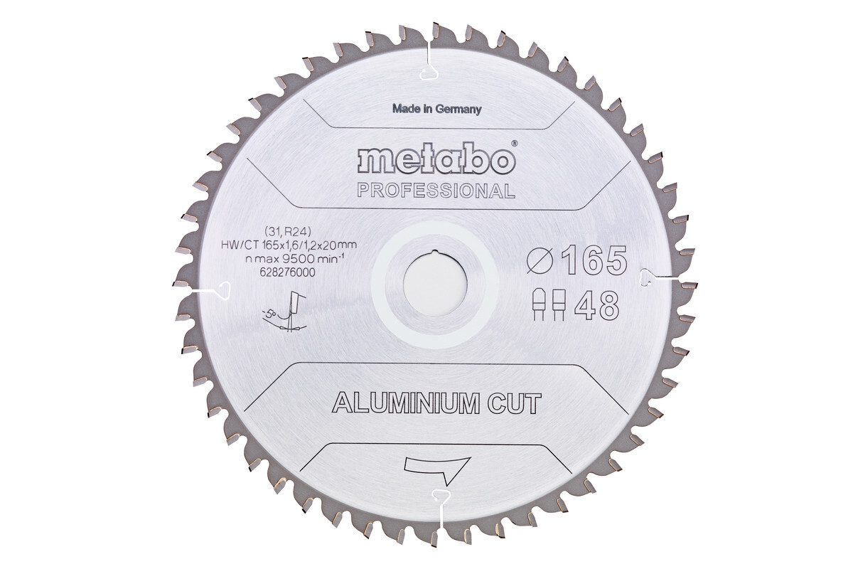 Lame de scie « aluminium cut - professional » 165x20 Z48 FZ/TZ 5°neg - METABO - 628276000