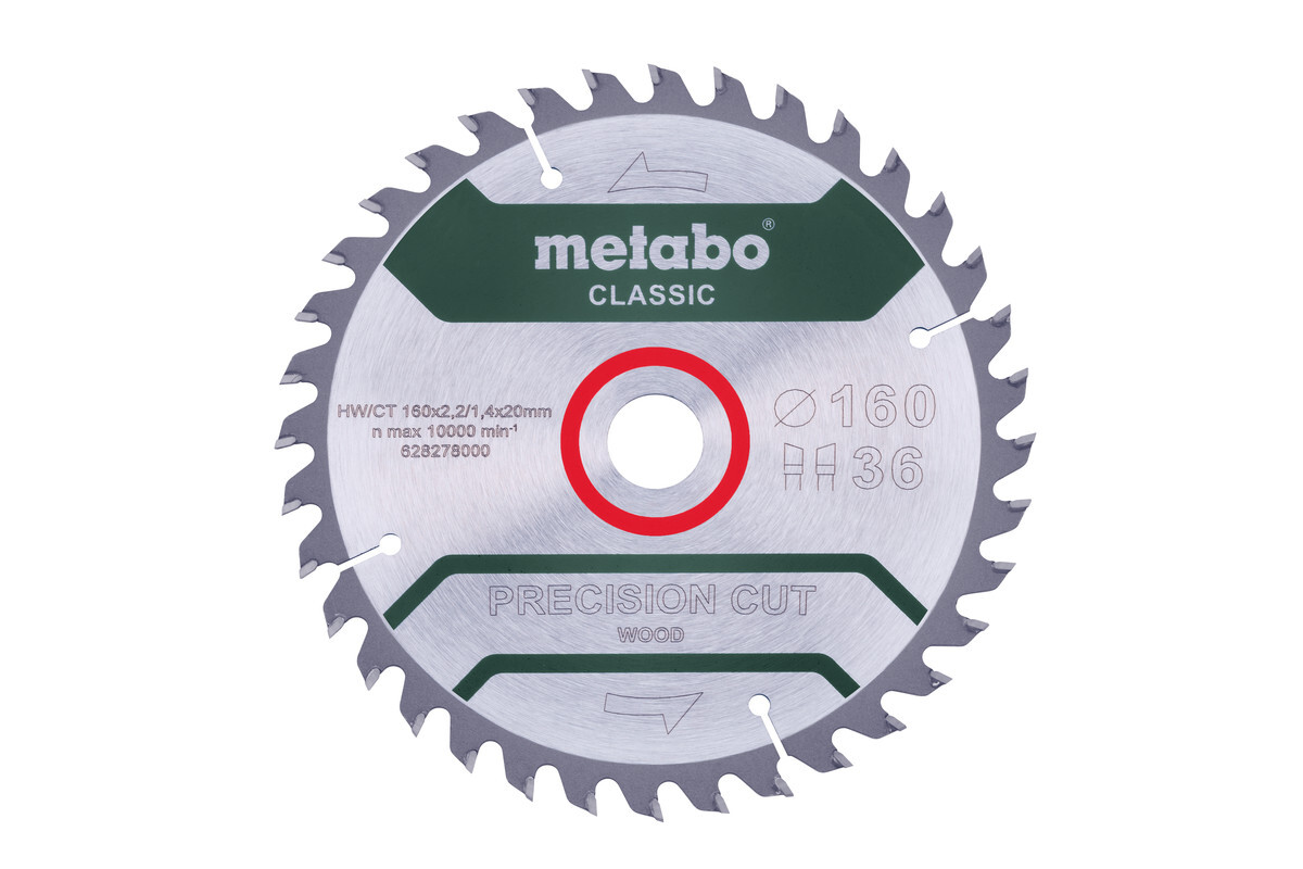 Lame de scie « precision cut wood - classic », 160x20 Z36 WZ 10° - METABO - 628278000