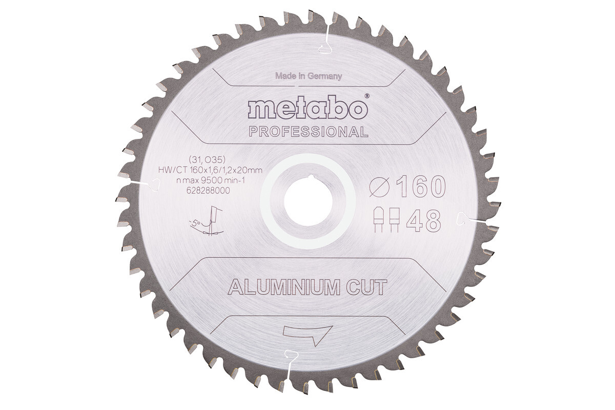 Lame de scie « aluminium cut - professional », 160x20 Z48 FZ/TZ 5°neg - METABO - 628288000