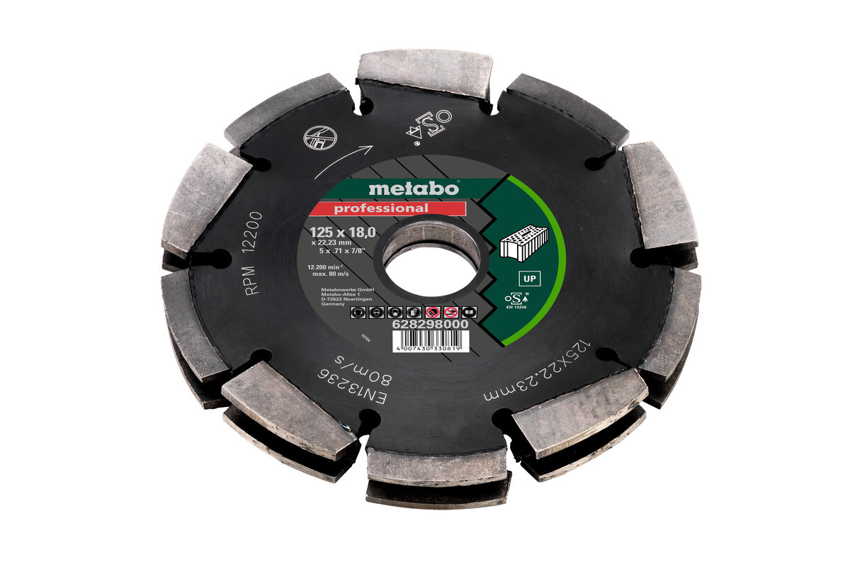 Meule de fraisage diamantée 2, 125 x 18 x 22,23 mm, « professional », « UP », universelle - METABO - 628298000