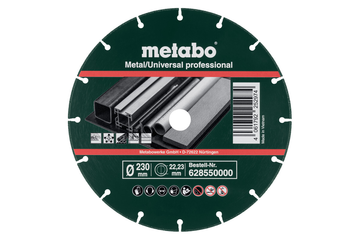 Meule de tronçonnage diamantée 230x1,6x22,23mm, « MUP », Métal/Universal « professional » - METABO - 628550000