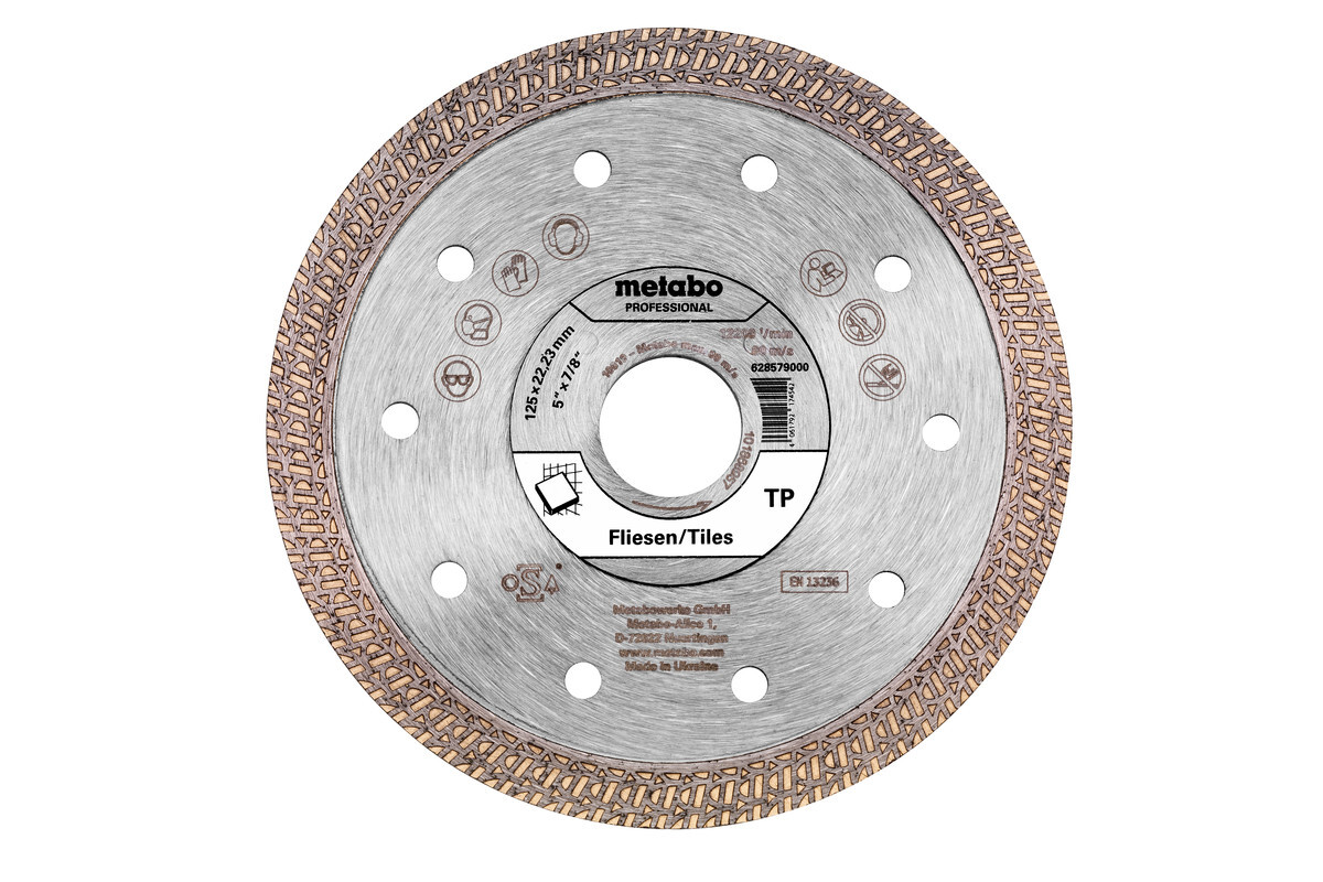 Meule de tronçonnage diamantée 125x22,23mm, « TP », Carrelage « professional » - METABO - 628579000