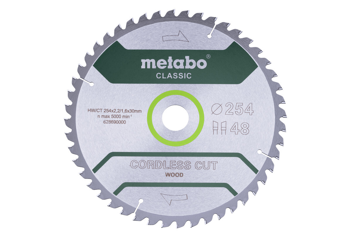 Lame de scie « cordless cut wood - classic », 254x30 Z48 WZ 5° - METABO - 628690000