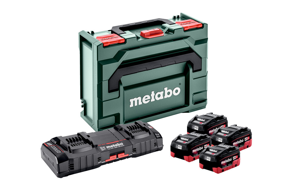 Set de base 4 x LiHD 5,5 Ah ASC 145 DUO + metaBOX 145 - METABO - 685180000