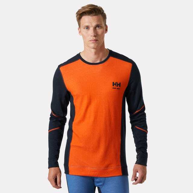 T-shirt à col rond HH LIFA Merino marine/orange foncé - HELLY HANSEN - 75106_592