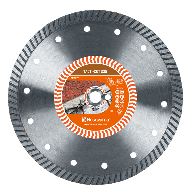 DISQUE DIAMANT HUSQVARNA TACTI CUT S35 POUR DECOUPEUSES Ø 350 MM COUPE PIERRE NATURELLE ET BETON DURCI ALÉSAGE 25.4- 579815720