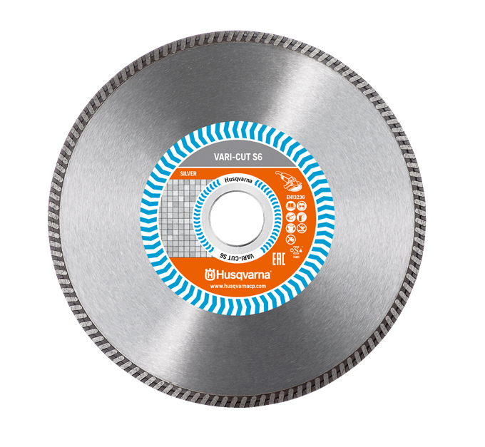 DISQUE DIAMANT HUSQVARNA VARI CUT S6 POUR MEULEUSE D'ANGLE Ø 115 MM POUR CARRELAGE DUR ET CERAMIQUE ALÉSAGE 22.2- 582211130