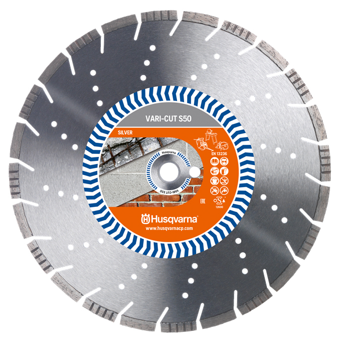 DISQUE DIAMANT HUSQVARNA VARI CUT S50 POUR DECOUPEUSES Ø 350 MM COUPE BETON DURCI ALÉSAGE 25.4- 586595502