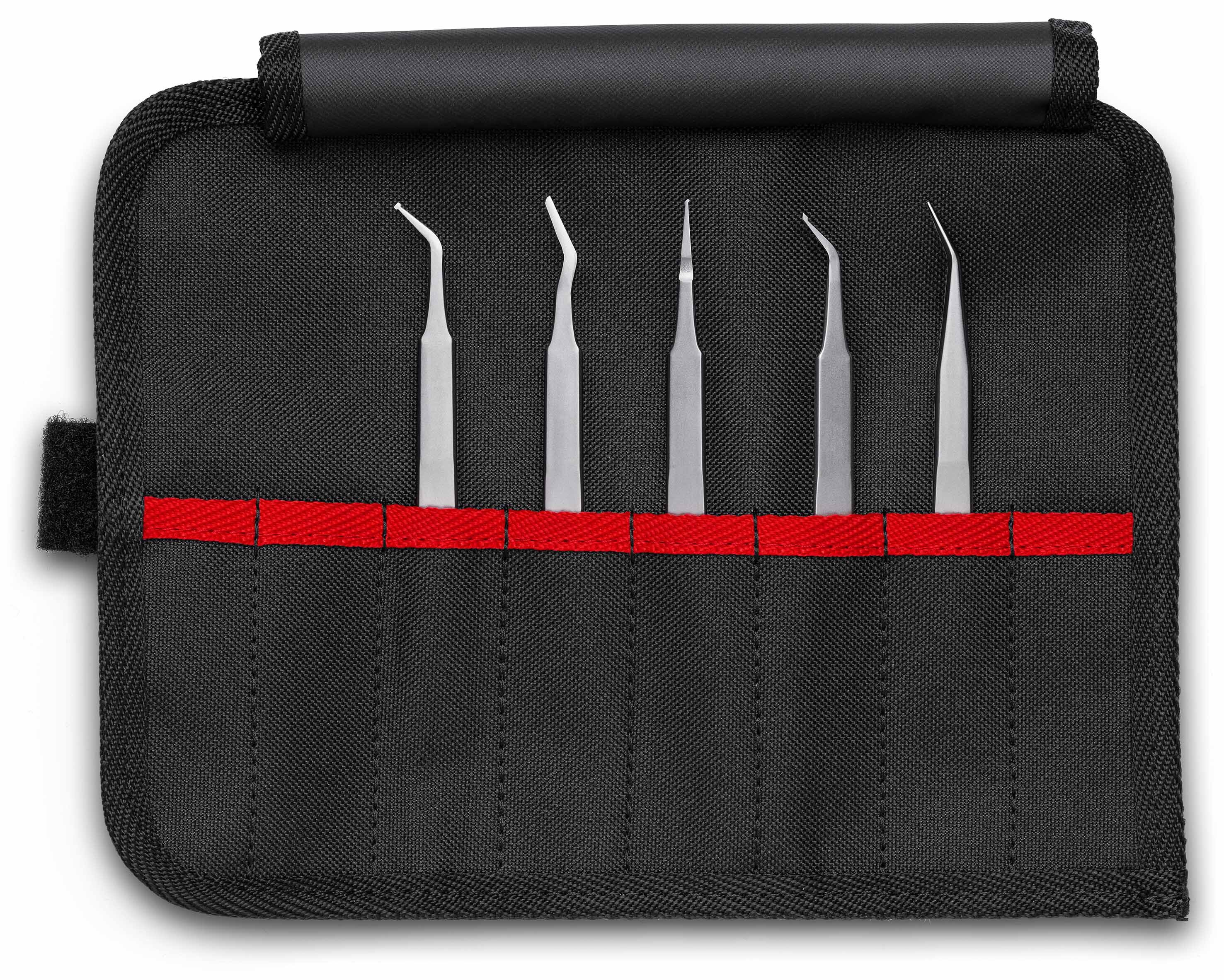 Lot de 5 pinces brucelles SMD en trousse tissu KNIPEX - 920003