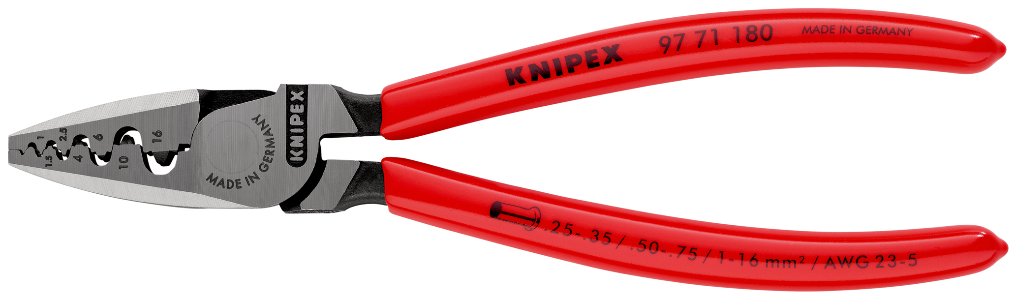 Pince a sertir 180mm embouts 0,25-16mm² KNIPEX - 97 71 180 SB