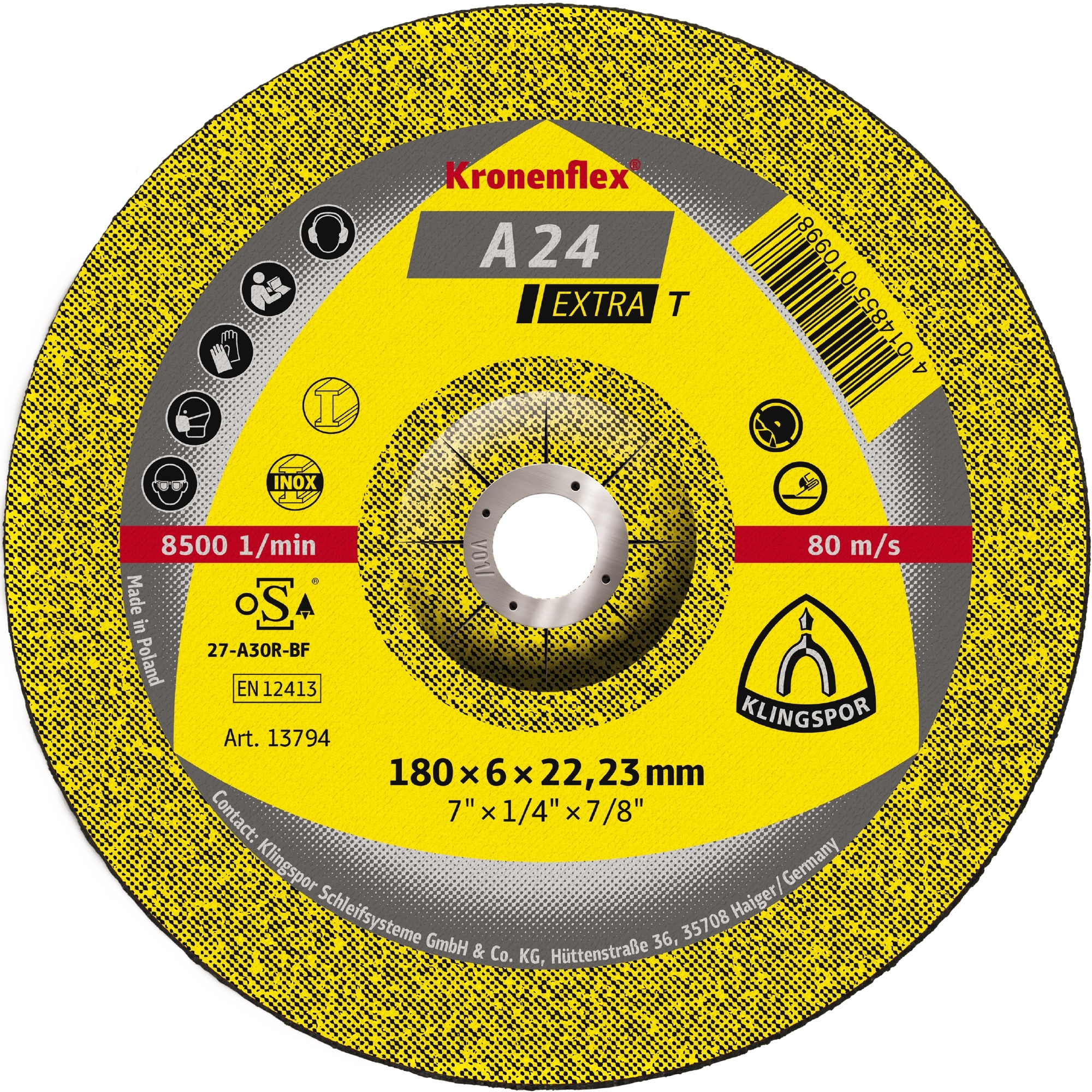 10 Meules à ébarber KS EXTRA A24EX-T S GEK 180X8X22,23 KLINGSPOR - 13445