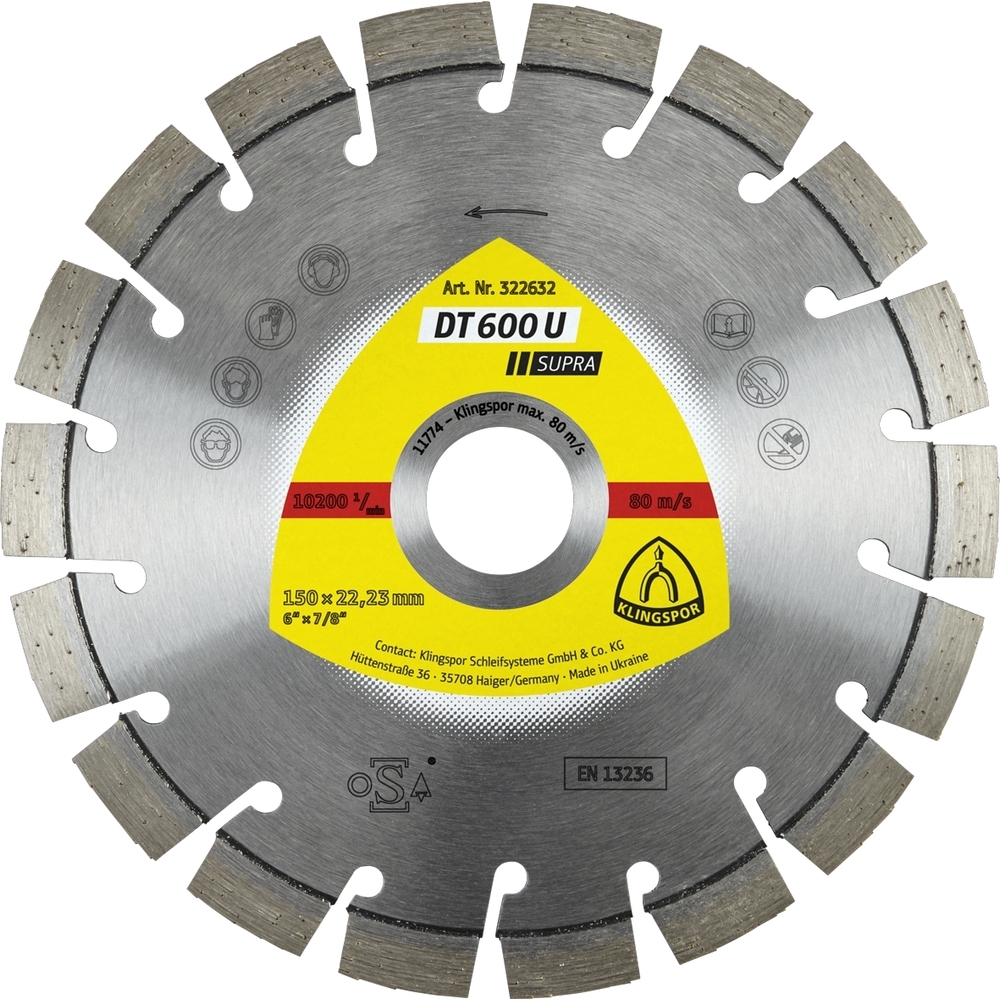 Disques à tronçonner diamantés DT SUPRA DT600U S 150X2,4X22,23 18K 9 KLINGSPOR - 322632