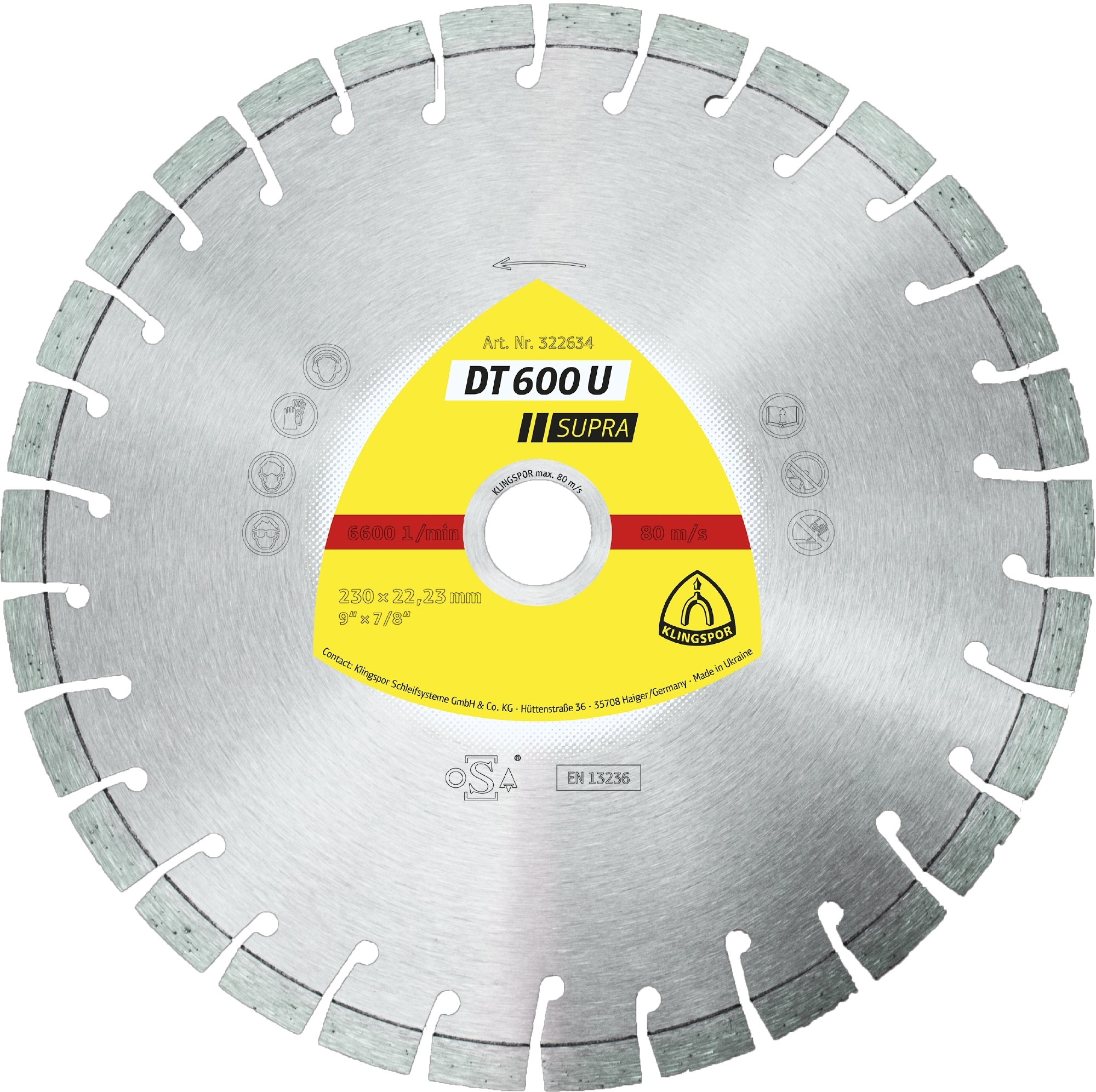 Disques à tronçonner diamantés DT SUPRA DT600U S 100X2,4X16 11K 9 KLINGSPOR - 325025