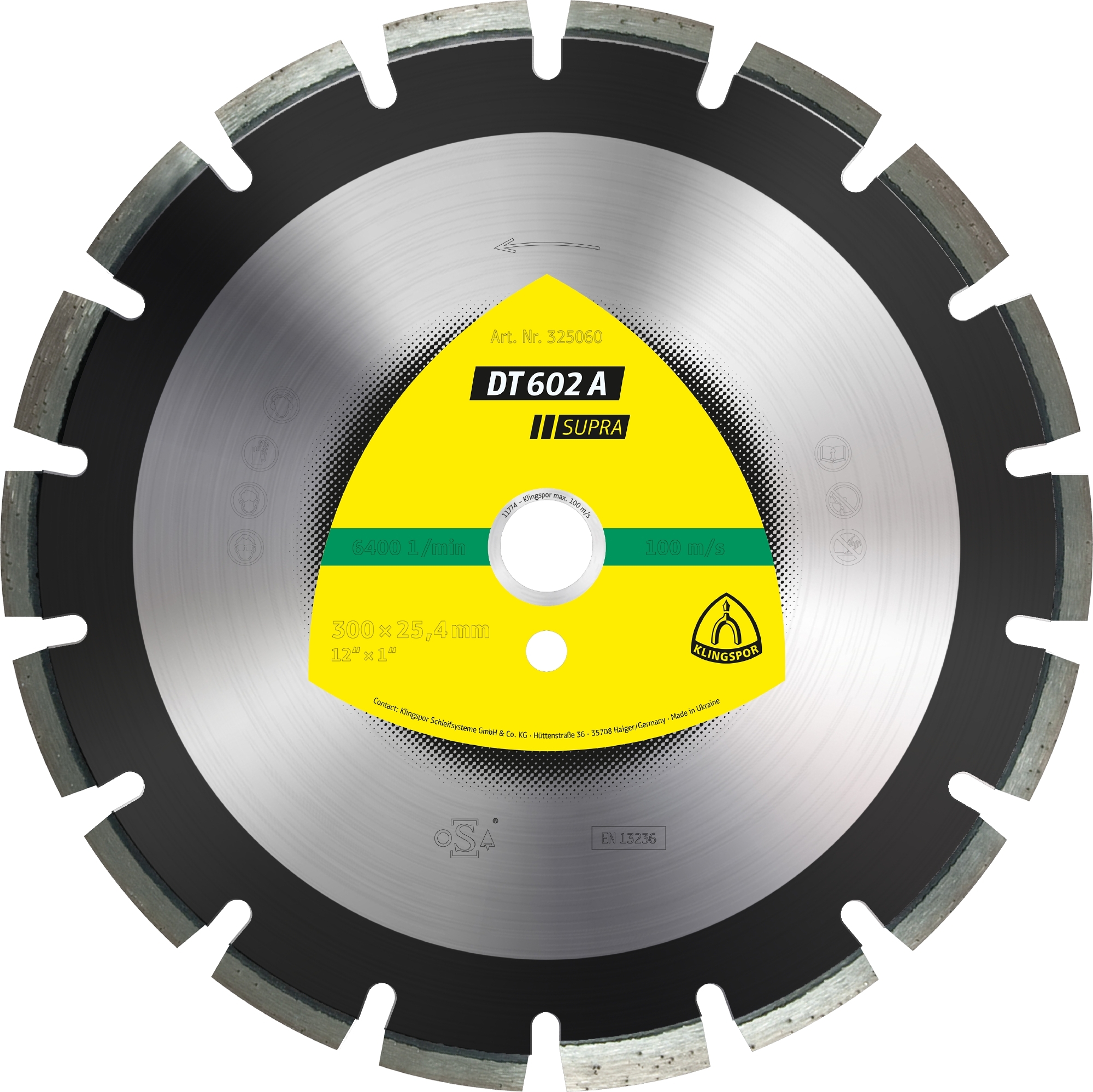 Disques à tronçonner diamantés DT SUPRA DT602A S 350X3,2X25,4 21W 10 KLINGSPOR - 325092