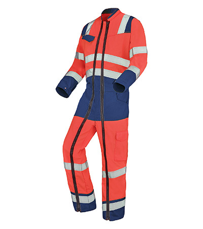 COMBINAISON 2 ZIP FLUO SAFE XP ROUGE FLUO / MARINE HAUTE VISIBILITE CEPOVETT - 22-9J86-9570-2002