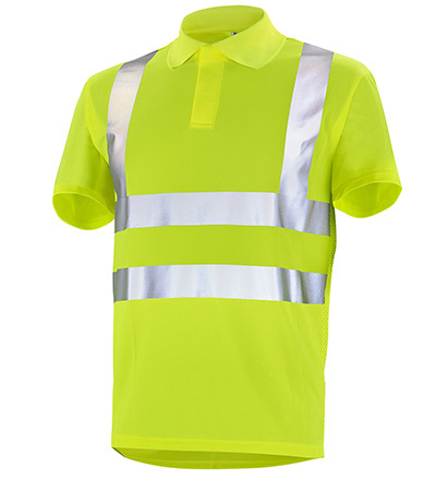 POLO MANCHES COURTES FLUO BASE 2 JAUNE FLUO CEPOVETT - 22-T090-BT-700